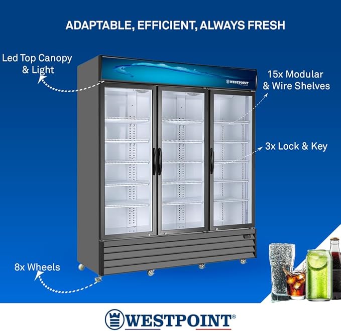 3Door Chiller With Top Canopy&Light (WPSN-4017T) - 1800Litre