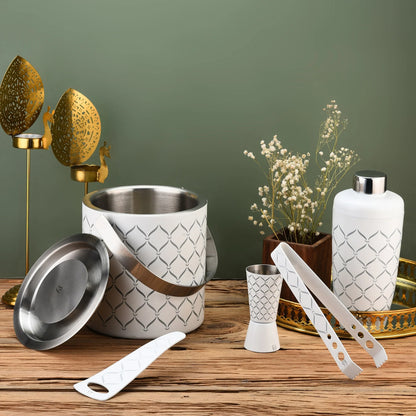Zurich white finish 5 Pc Bar Set (White)