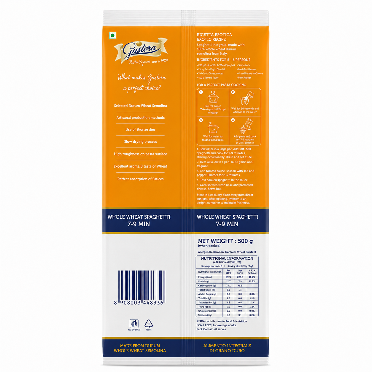 Pasta Whole Wheat Spaghetti 500g