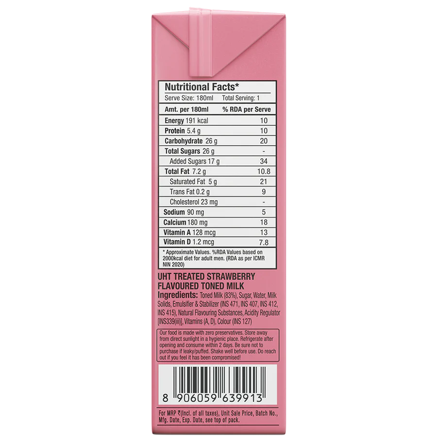 Strawberry Milkshake (Skimmed Milk)  180ml