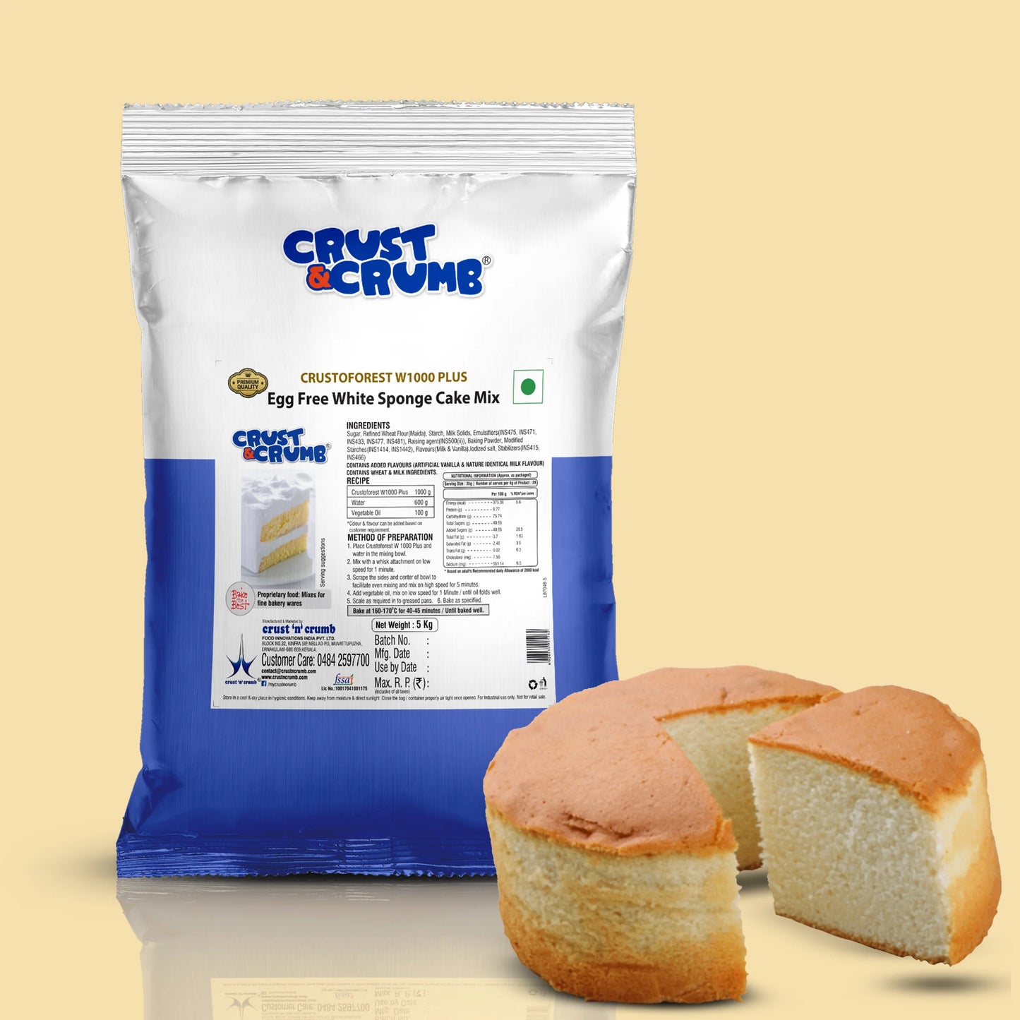 Crustoforest W 1000 Plus - Egg Free White forest Cake Mix 5kg